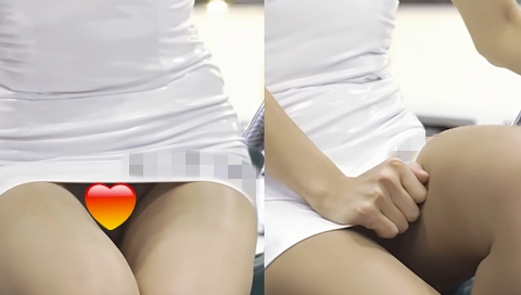 執拗にパンチラガードしているお姉さんハプニング！　C298